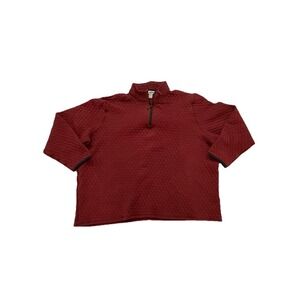 Lands' End Men's XXL Quilted 1/4 Zip Pullover Burgundy Cotton‎ Blend